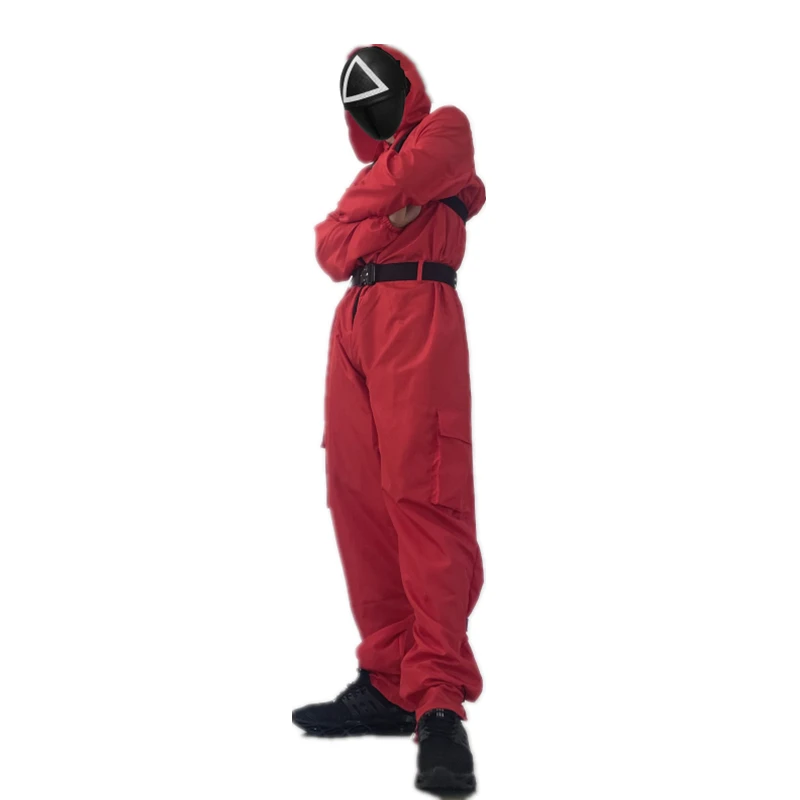 Squid Game cosplay red one-piece Korean TV series Cosplay Halloween Party Costumes with Face