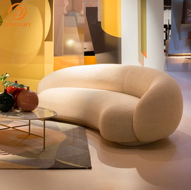 2024 nordic modern curved sofa set living room luxury sectional velvet half round furniture