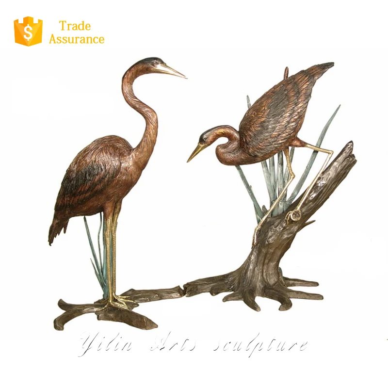 Bronze Metal Crane in Garden Sculpture Bronze Bird Statue