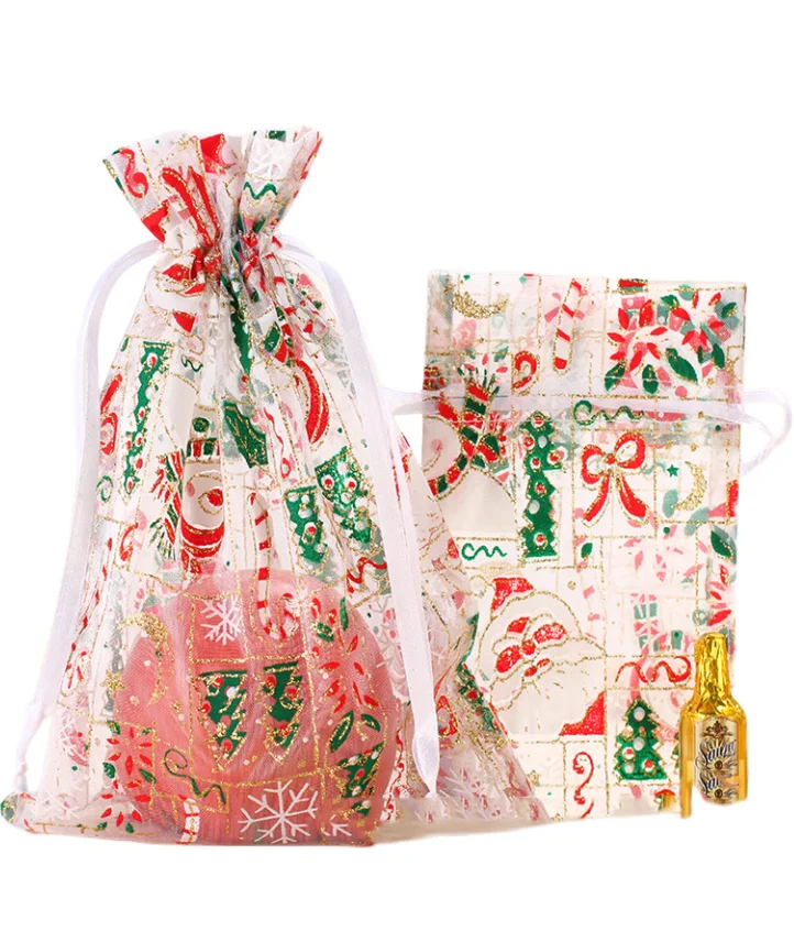 Hot stamping mesh yarn gift bag jewelry packaging bunch mouth organza pearl yarn bag