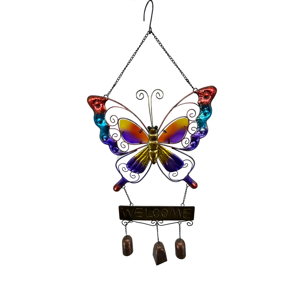 Outdoor garden craft ornaments glass metal butterfly wind chimes are used for outdoor / indoor garden yard decoration