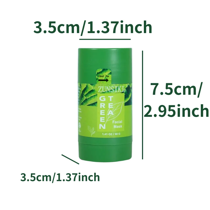 UPDATED formula Natural Green Tea Hyaluronic Acid Aloe Vera Mud stick Refreshing Plant Extract Deep Cleanse Face Clay Masking