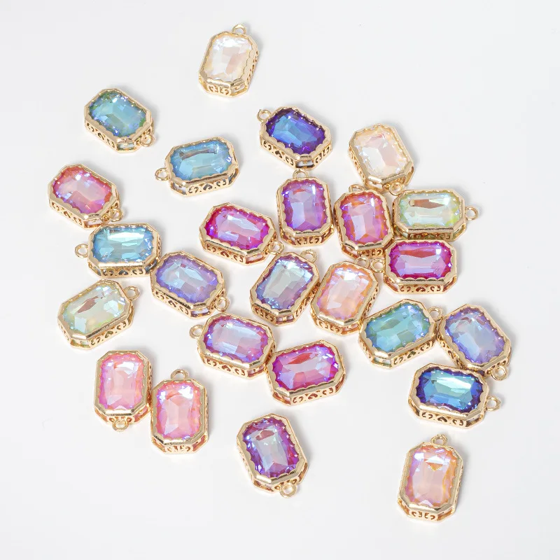 Popular Heart Square Diamond Mini Cute Micro Inlay Red Zircon Charms Crystal Jewelry Pendant for Earrings Bracelet Necklace