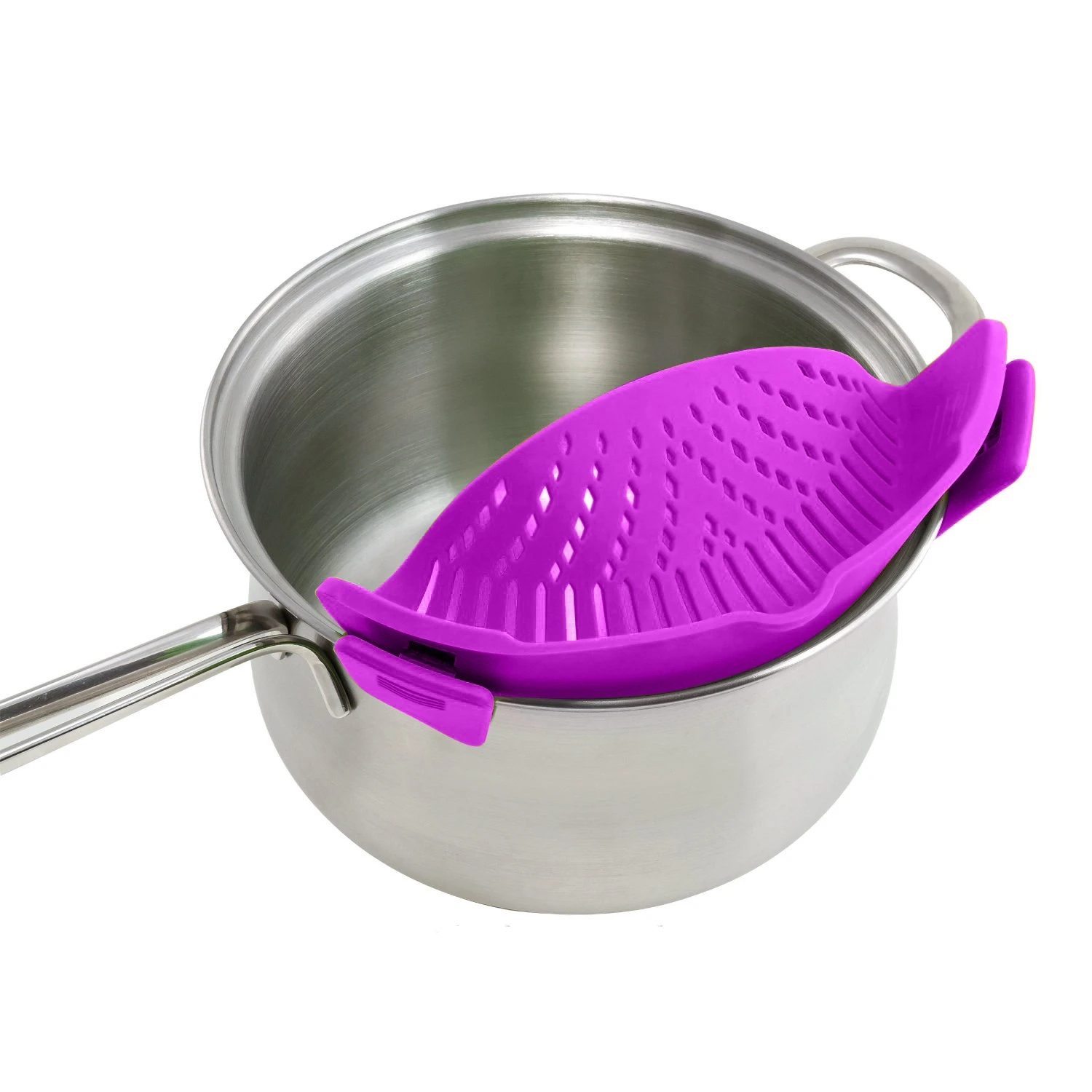 BPA Free Foldable Hands-Free Silicone Pasta Food Strainer Clip On Strainer Food water filter