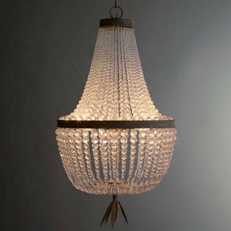 Bohomia wood beaded chandelier vintage ceiling light for bedroom