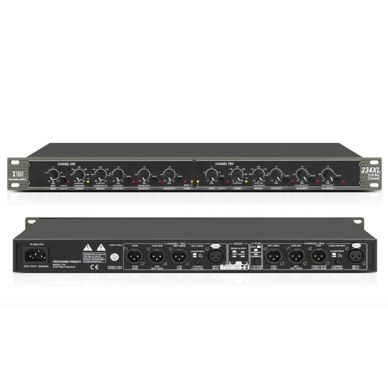 XTUGA 234XL Professional 2/3 Way Stereo/ 4 Way Mono Crossover with XLR input and output Stereo Audio Sound Processing Crossover
