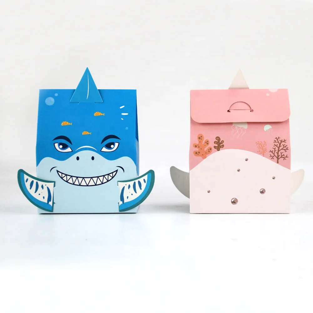 Paper Folding Cartoons Shark Candy Sweet Chocolate Packaging Box for Baby Kids Birthday Party Decoration Favors Box