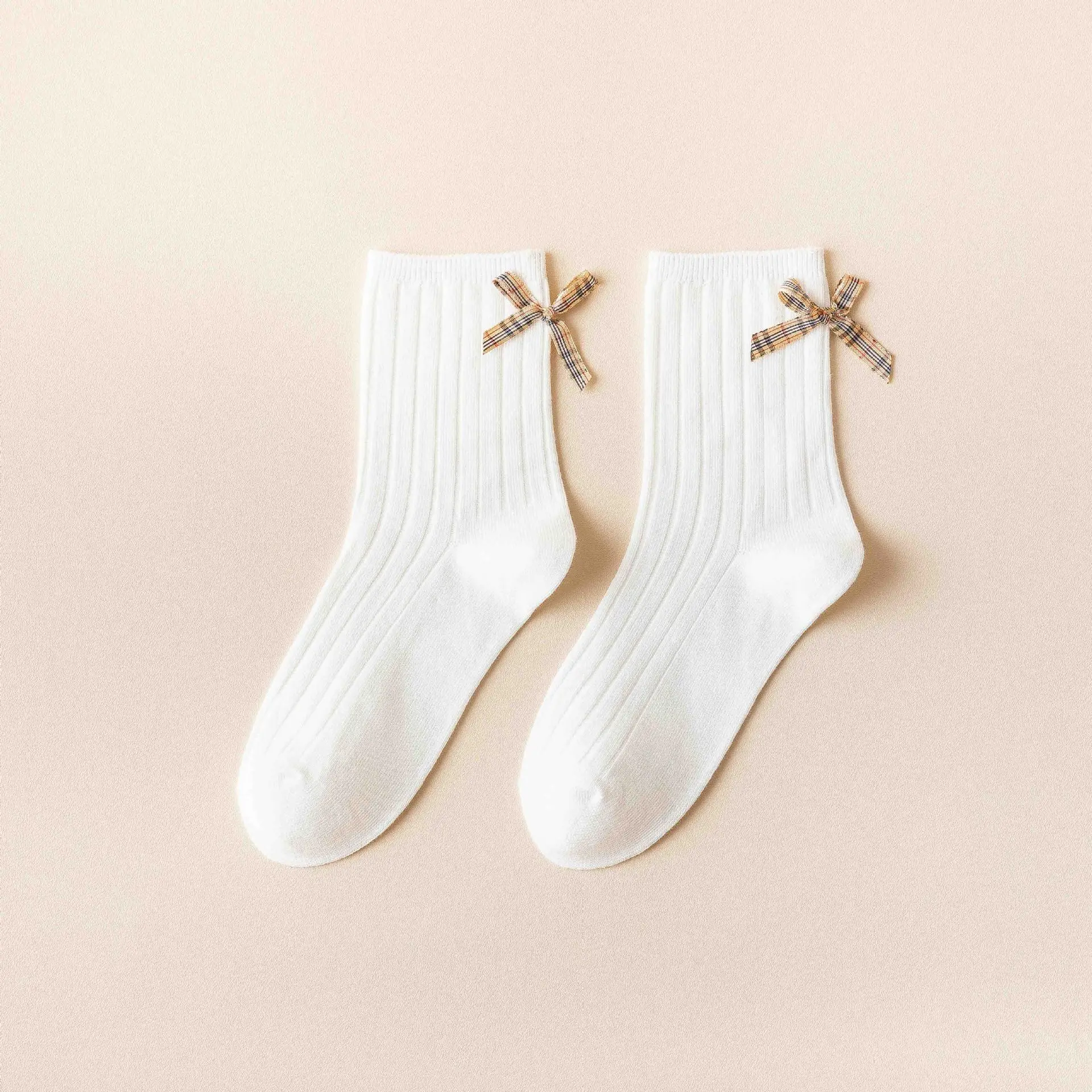 wholesale custom new white Lolita cotton women socks preppy style jk uniform socks gaiters mid-tube socks