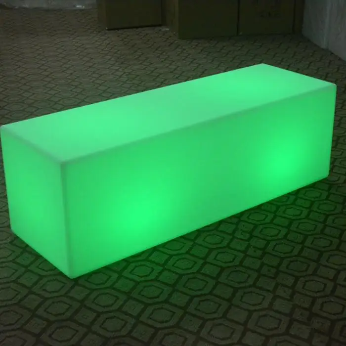 Waterproof rechargeable Indoor and outdoor LED illuminated straight party bench