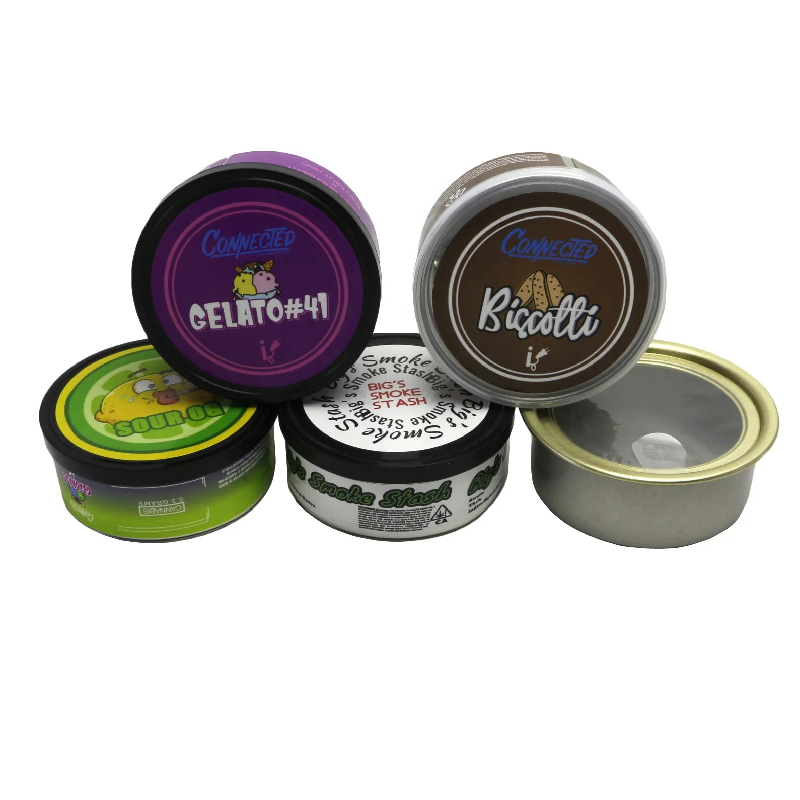 empty caviar fish meat 2 pieces metal tins cans MC-023C