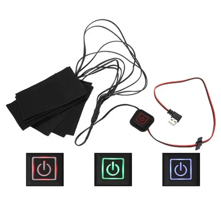 5V DC electric carbon fiber heating element pad for clothes with 3 temperature gears