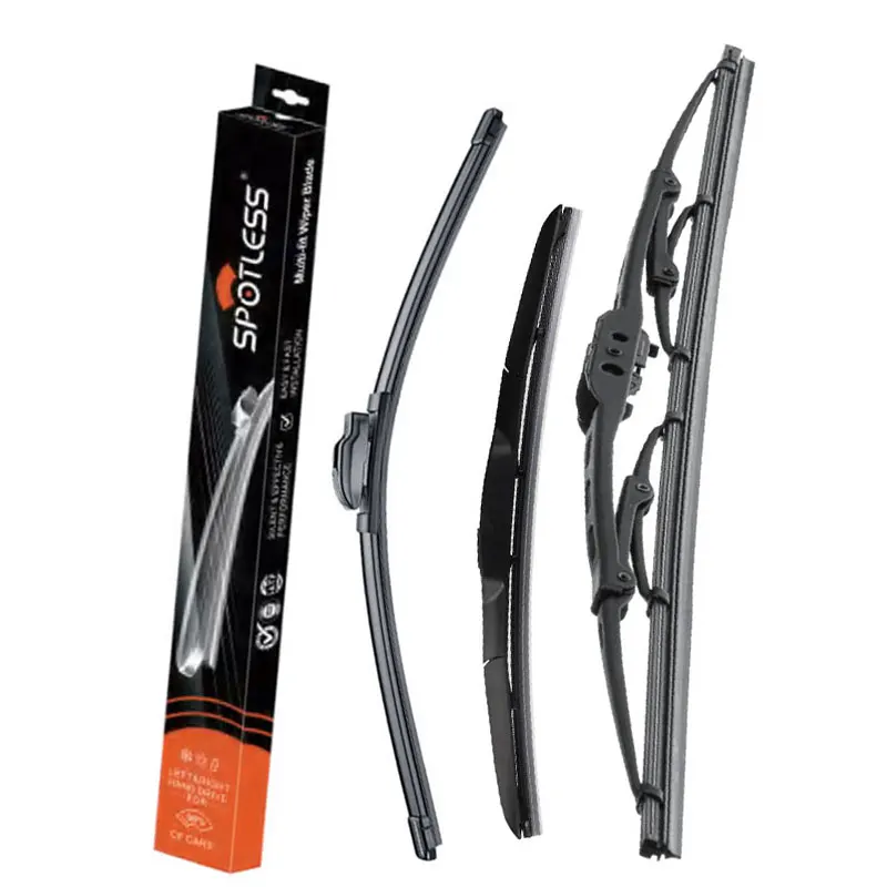 SPOTLESS long life multi-fit soft wiper blade18 adapters premium quality water repellent windshield wipers for car