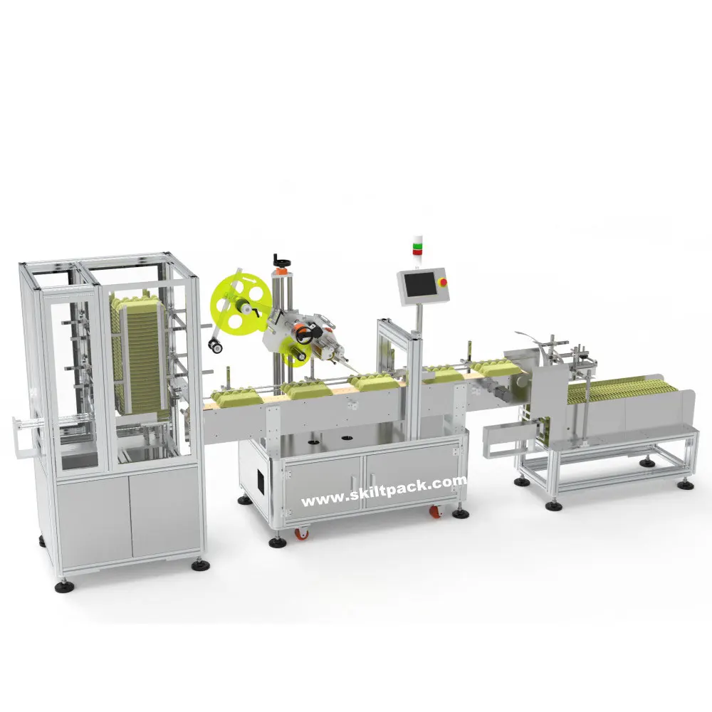 SKILT Full automatic egg trays labeling machine for egg box with printer