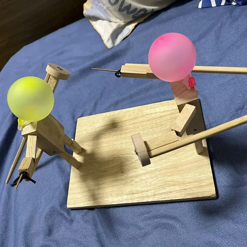 Balloon Bamboo Man Battle Wooden Fencing Puppets Whack a Balloon Game Fast-Paced Fight Balloon Battle Game Party Games