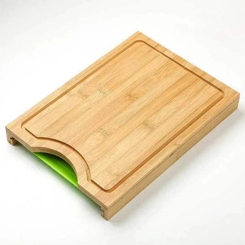 Kitchen Organic Sublimation Blanks Bamboo Wooden Cutting Boards Chopping Blocks With 1 Containers And Storage Drawers
