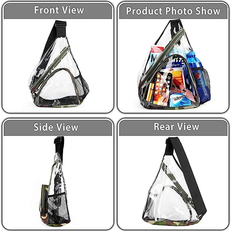 custom waterproof clear pvc crossbody sling bag heavy duty transparent shoulder backpack with adjustable strap