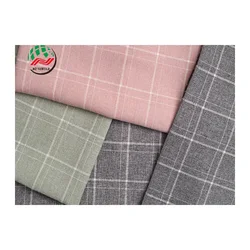 Wholesale 200gsm 91%Polyester 9%Rayon Yarn Dyed Fabric Ripstop Tartan Plaid Upholstery Fabric for School Uniforms