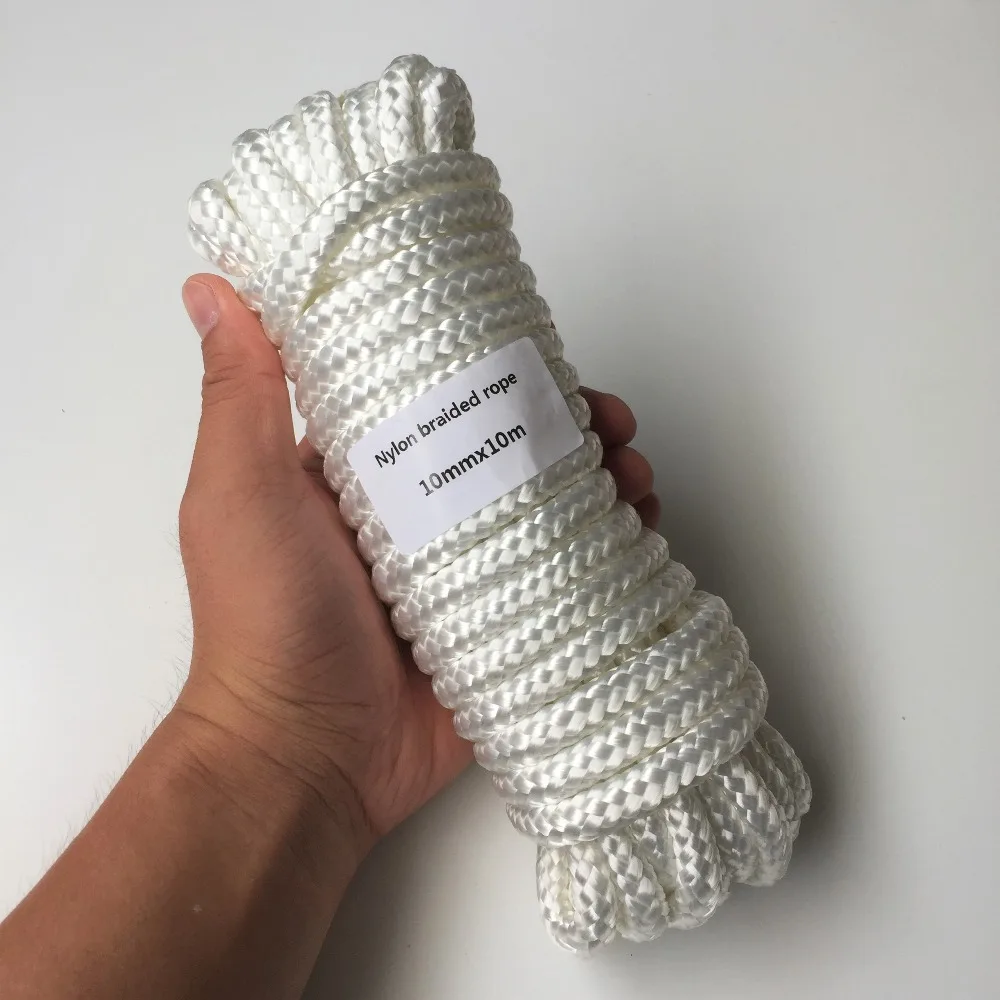 White 10mmx10m Heavy Duty Nylon Rope PP Boat Rope Securing Line