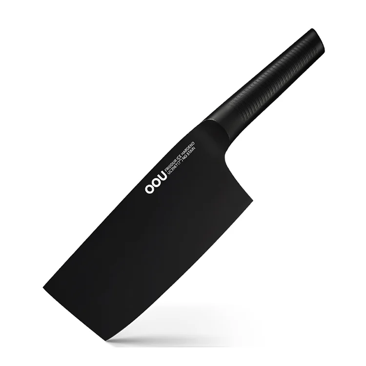 OOU Source Manufacturer Black Shark 7 Inch Professional Stainless Steel Meat Cleaver Chinese Kitchen Knife
