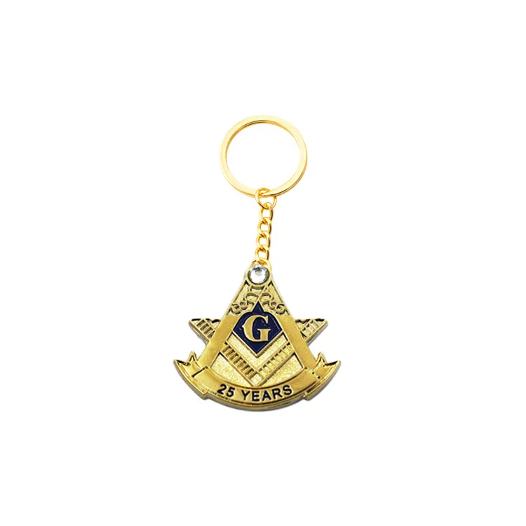 Factory Customized Freemason Compass Keychain Freemasonry  Masonic Llavero Keychains Keyrings Bespoke Custom Logo Masonic Key
