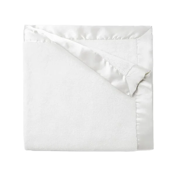 Satin broadside border plain Minky microfiber fleece baby cot bassinet bedding blanket for boys&Girls