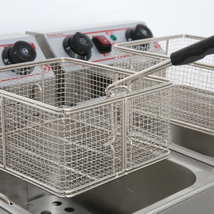New 172A electric double tank 2 basket 26 liter deep fryer with circuit breaker and oil faucet French fries chicken high power