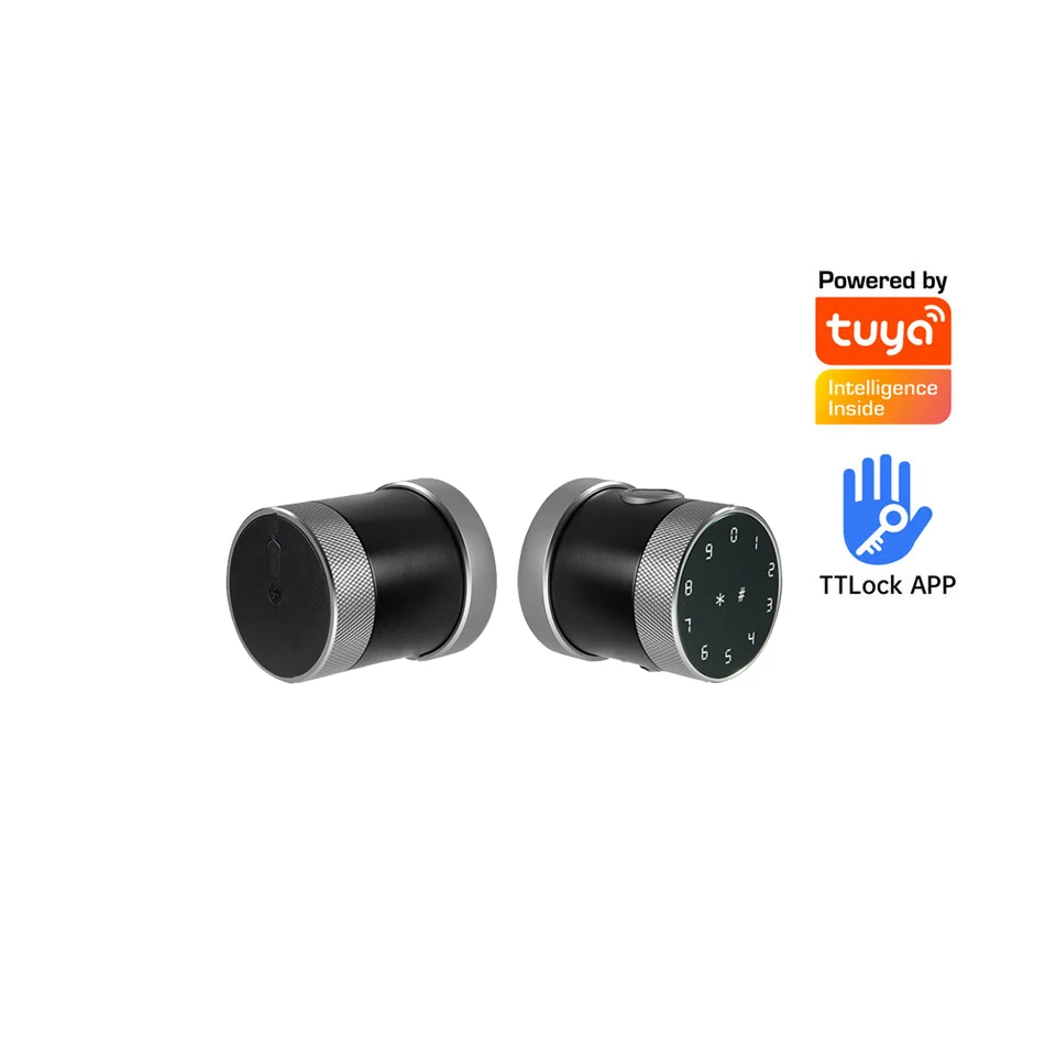 Дверной замок с Wi-Fi, Круглый смарт-замок с биометрической клавиатурой и отпечатком пальца, с приложением Tuya TTLock