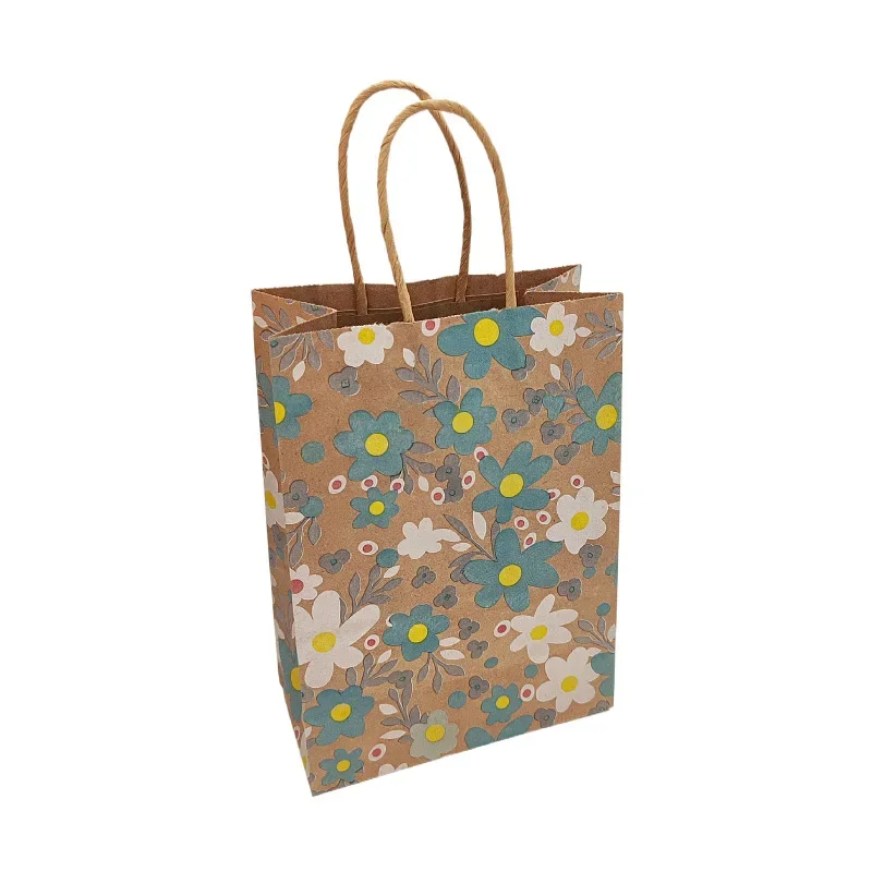 Custom Gift Paper Bag Flower Printing Bags for Gift Logo Packaging Kraft White Brown Paper Bag