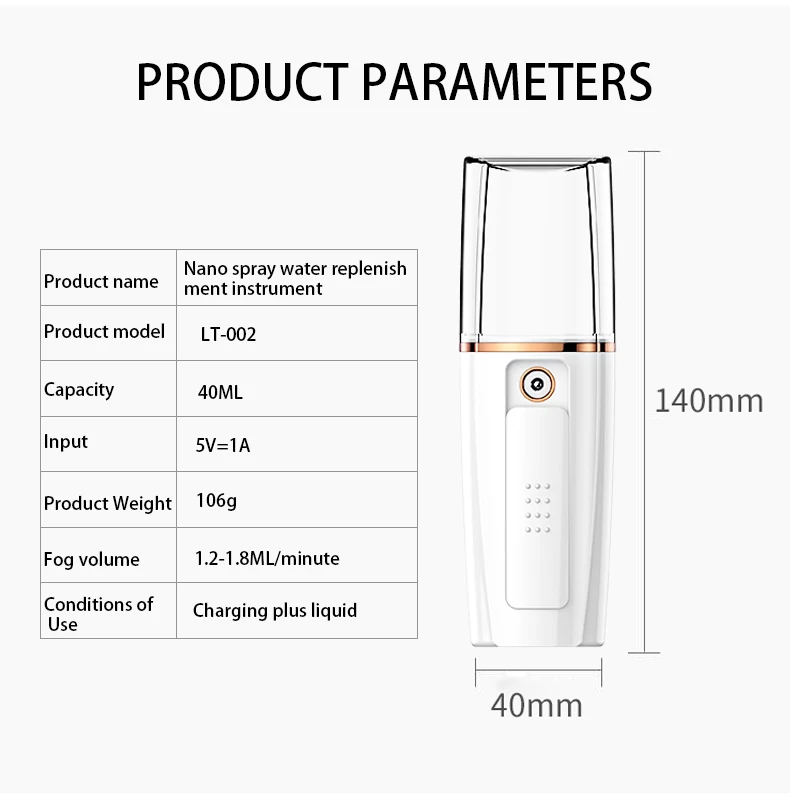 
fashion nano facial mist spray with 40ml nano mist spray face facial moisturizing handy atomization mister 
