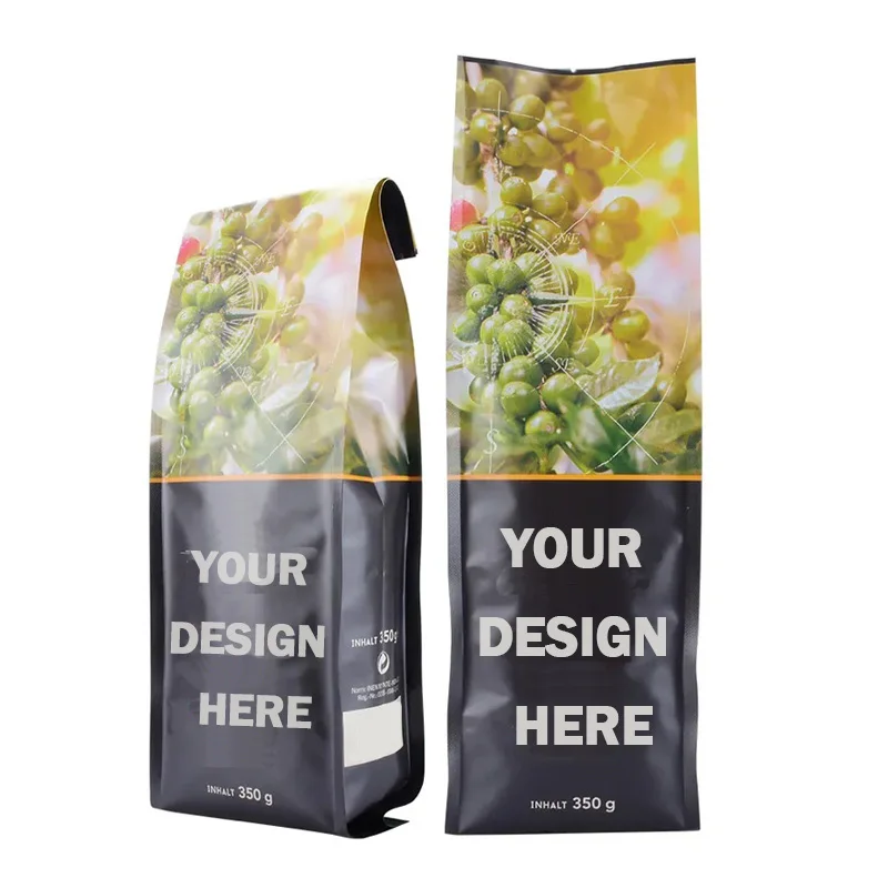 Custom Coffee Bags Wholesale Coffee Bean Gusset Selling Fashion Tea Coffee Bags Heat Seal Pack Pouches with Degassing Valve