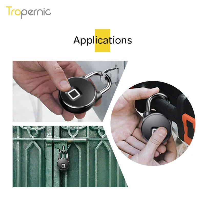 Waterproof IP66 Fingerprint Lock Keyless Waterproof Zinc Alloy Small Biometric Padlock