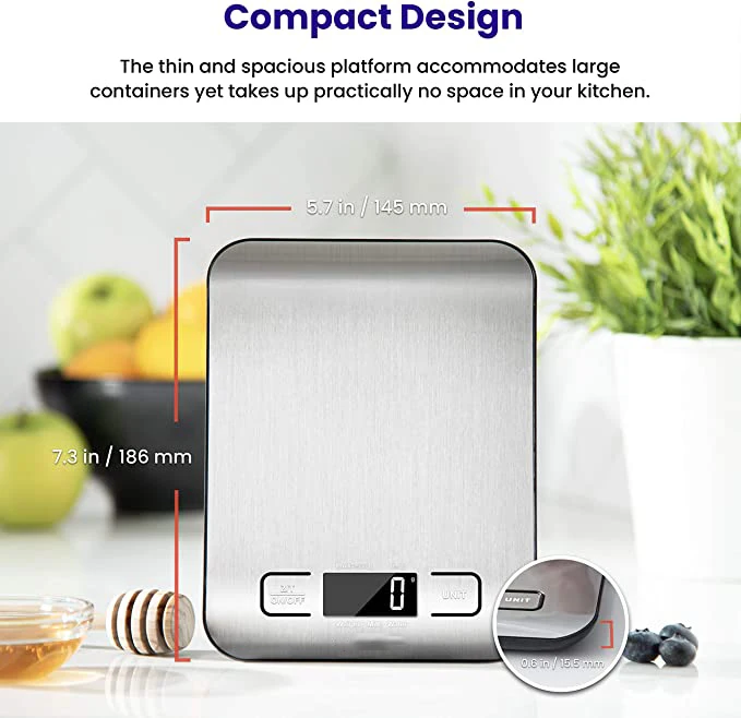 304 Stainless Steel Food Kitchen Scale Digital Grams and Ounces
