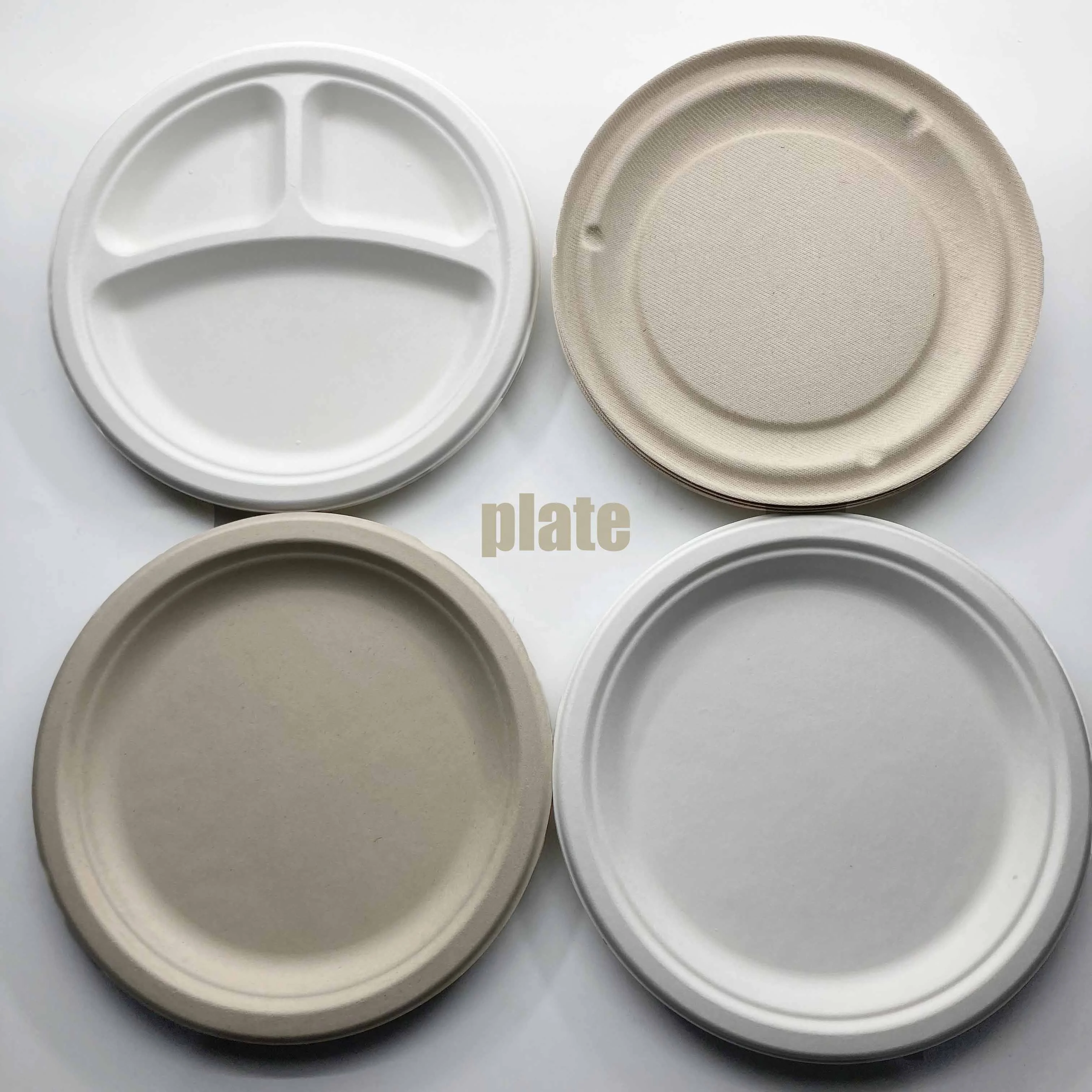 Custom Biodegradable Corn Starch Microwaveable Round Food Plate 6/7/8 inch Dishes Takeaway Food Packaging