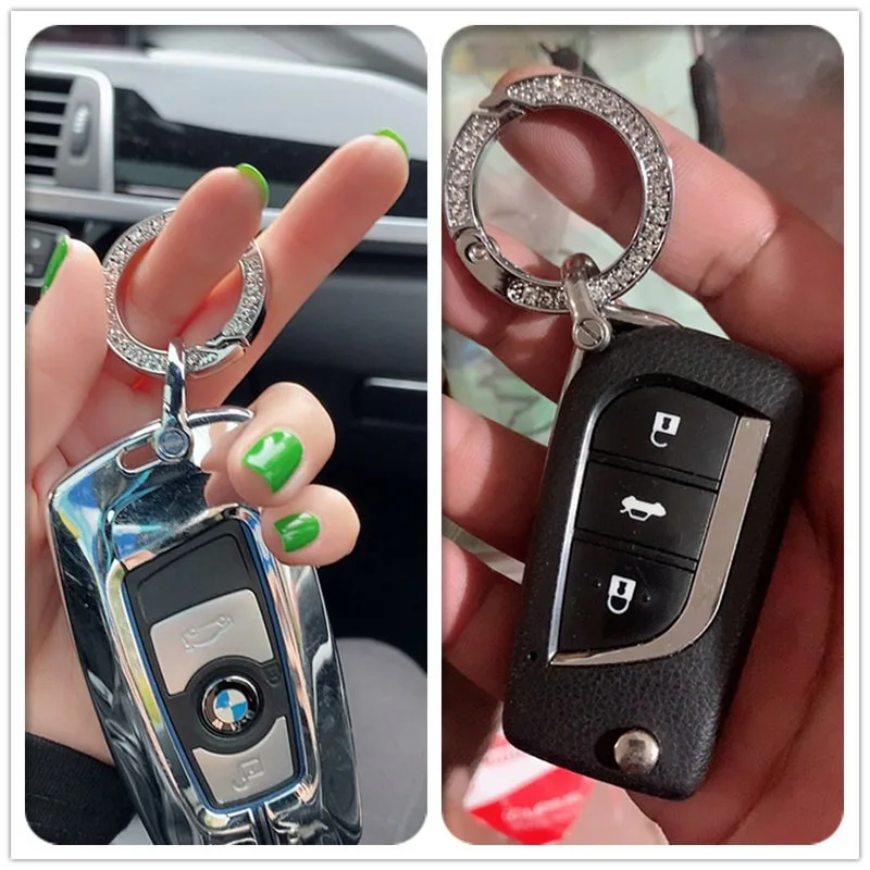 Bling Keychains For Crystal Rhinestone Diamond Keychain Women Girl Car Keys With D-Ring Luxury Personalized Key Ring Loop Buckle