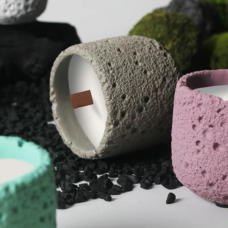 Luxury Concrete Candle Jar Wholesale Customized Bulk Cement Candle Vessel Home Wedding Decor Nordic Large Empty Candle Container