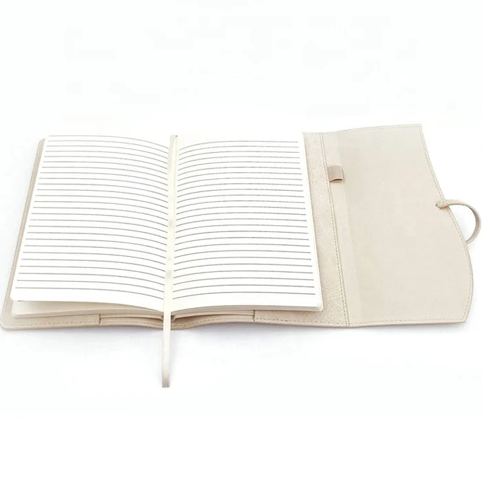 Aesthetic Notebook Cover Wholesale Leather Notebook High Quality Beige Notepad with Leather Strap