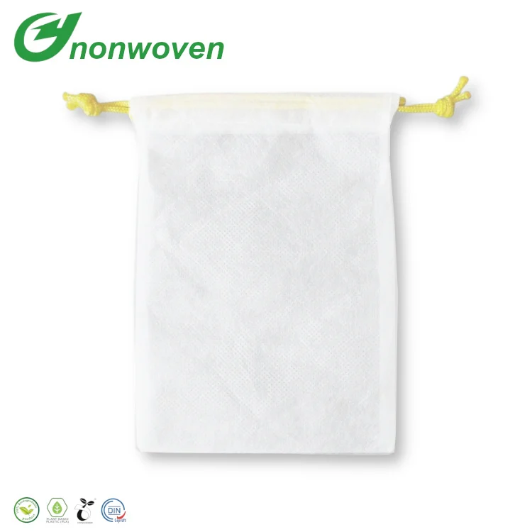 Nonwoven Drawstring Gift Bags Eco-friendly PLA Material Small Drawstring make up Bags