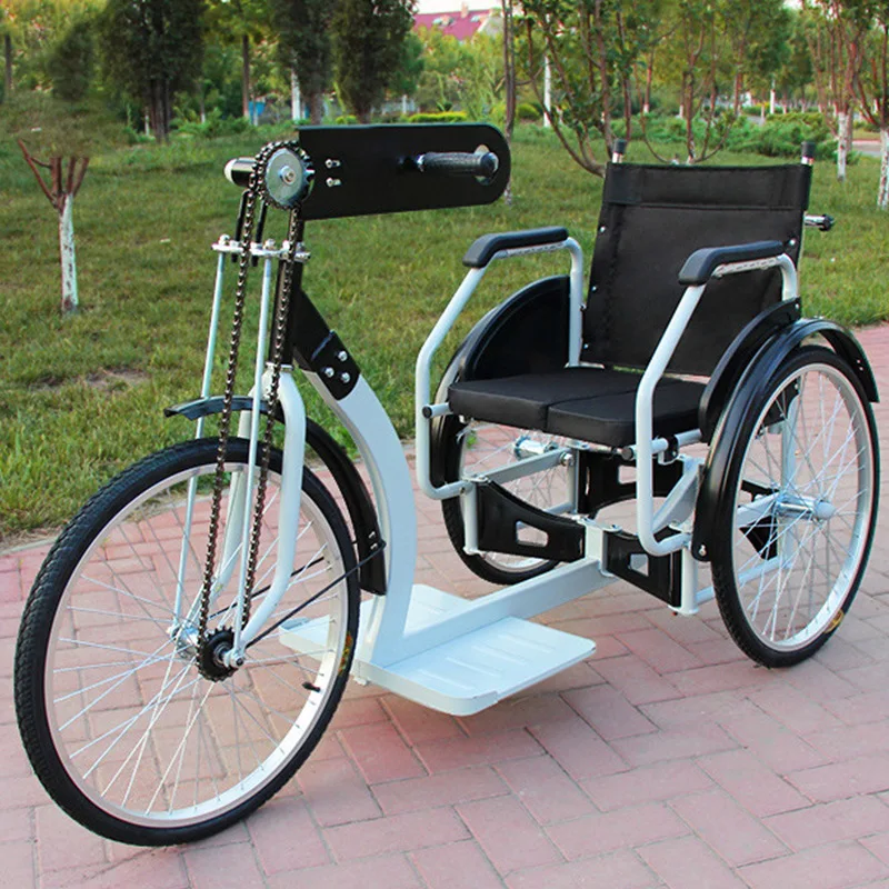 In China Folding Tricycle Manual Wheelchair For Disabled Triciclo Hand-cranked Manual Wheelchair Tricycles 3 Wheel Wheelchair
