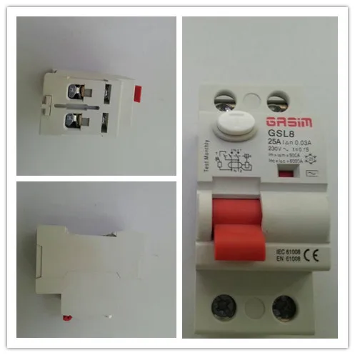 retail GSL8-63 residual current circuit breaker 4p 63a rcd 30ma 100ma 300ma rccb circuit breaker