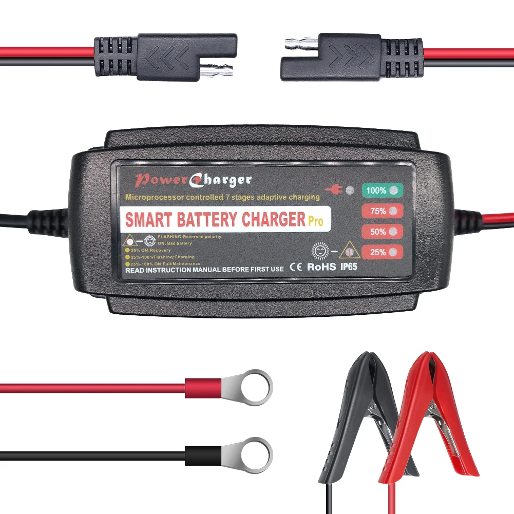 Лидер продаж на Amazon, 12 В, 5 А, 7 этапов, глубокий цикл, обслуживание, свинцово-кислотный аккумулятор, зарядное устройство для автомобиля, мотоцикла, внедорожника, лодки, газонокосилки