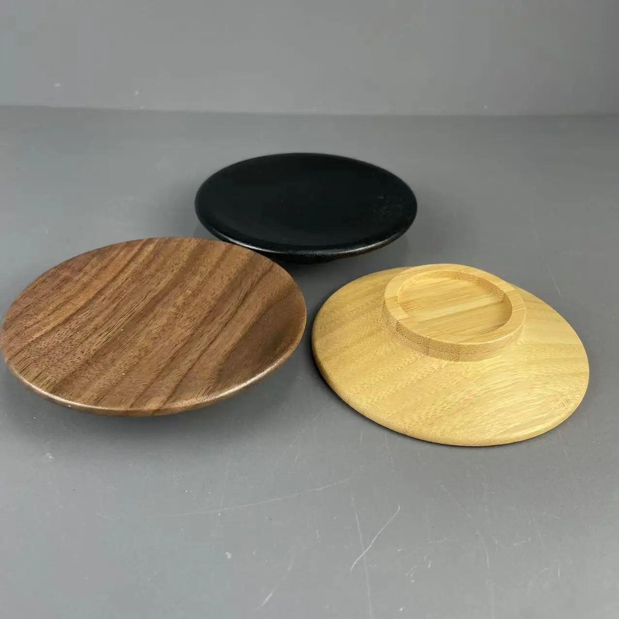 Reusable Natural Bamboo Black Wine Glass Charcuterie Board Topper Coasters Plate for Family Gatherings