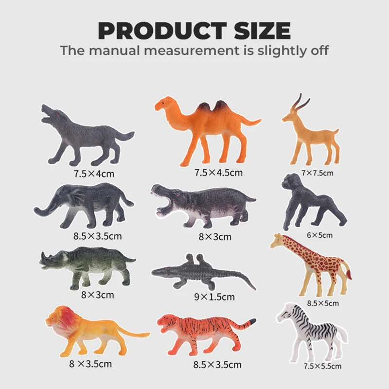 Realistic Animal Figure Toys Plastic Solid Zoo Animal Toy Set Assorted Animal Figurines for Kids Toddlers