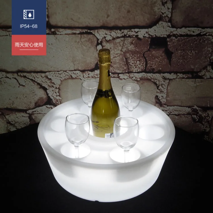 IP68 Swimming Pool Waterproof Led Serving Tray Pool Led Wine Tray White Plastic Cocktail Wine LED Ice Buckrt