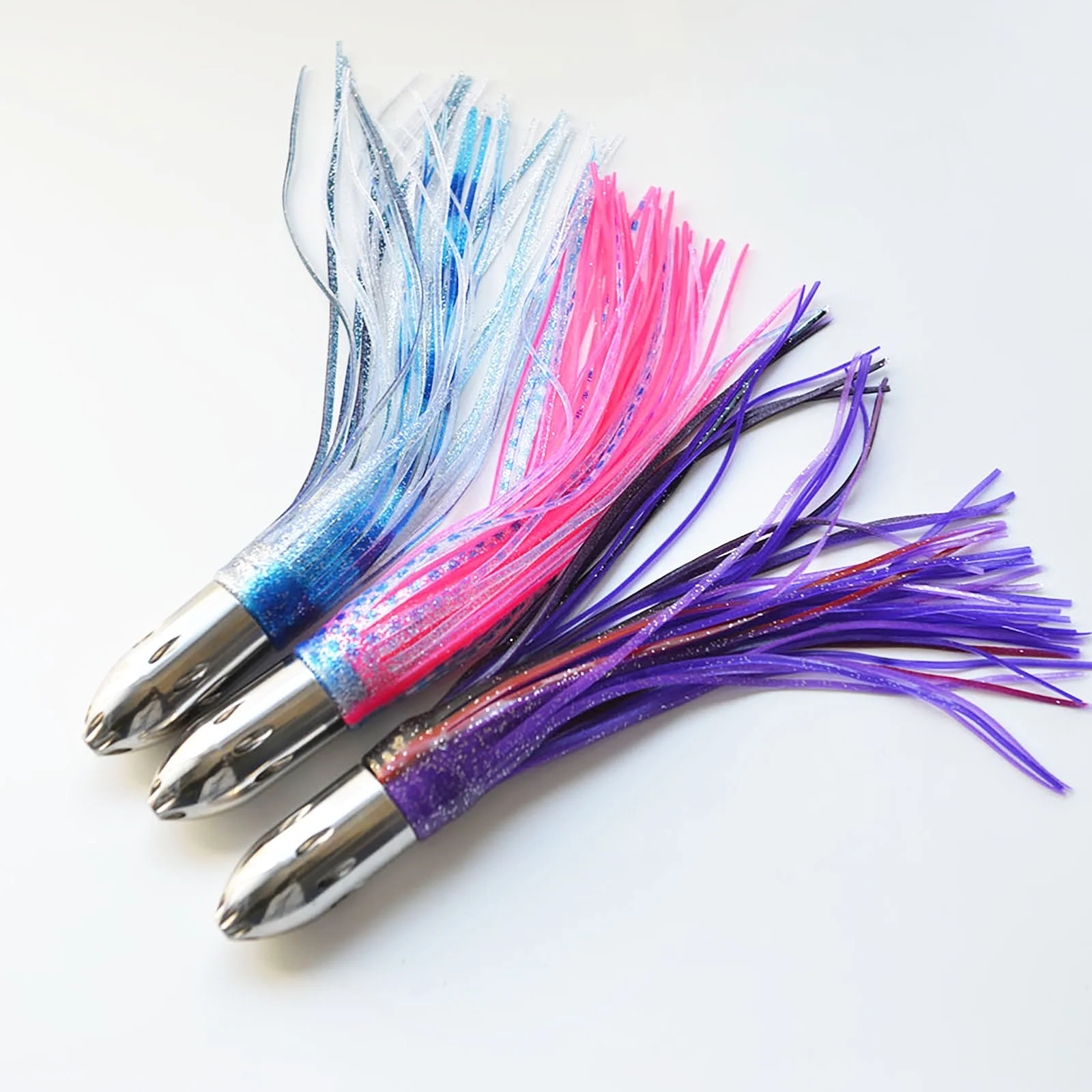 High Quality  Trolling Skirt  Lures Stainless Steel Lure Double Skirted Mirror Polish 440g Head