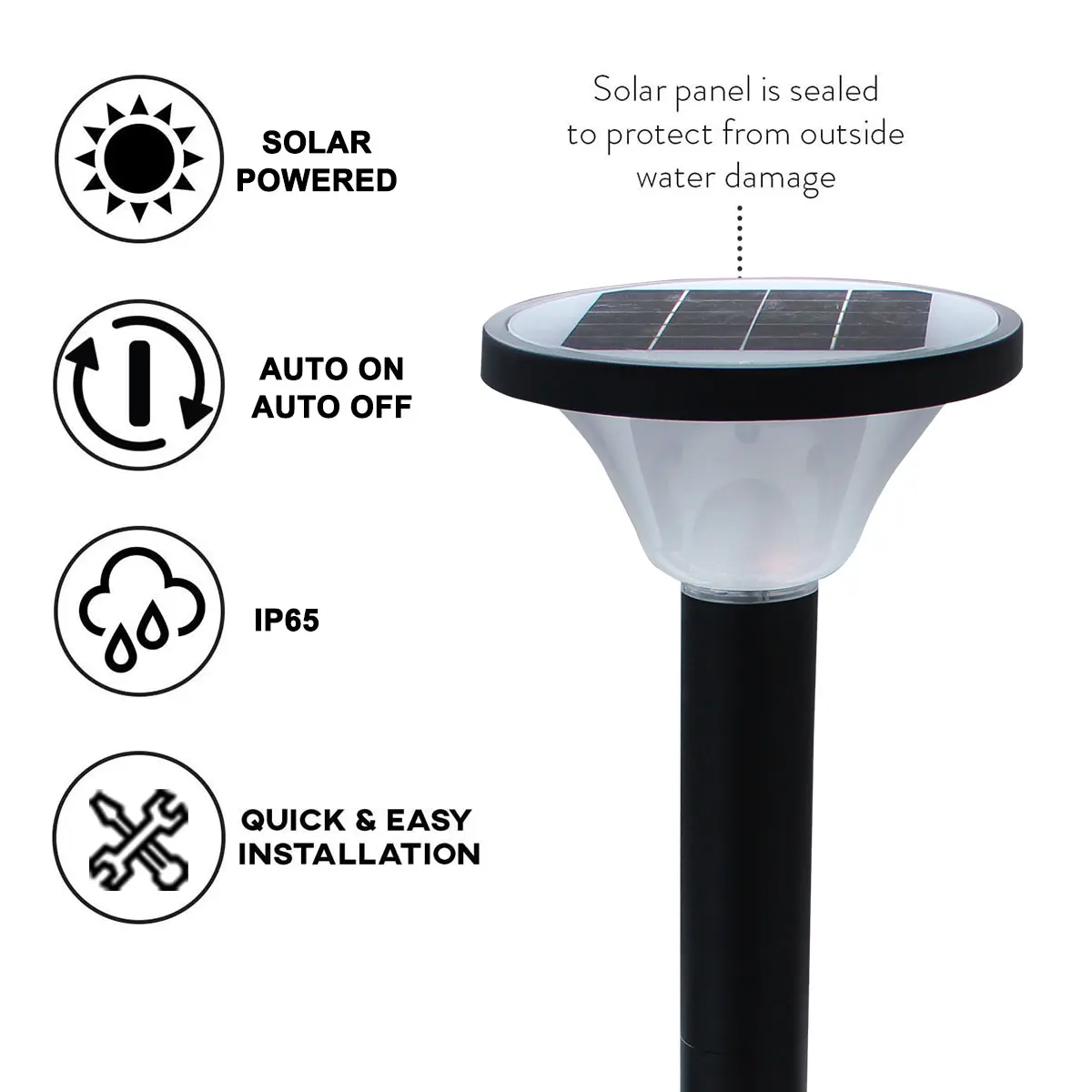 Die-Cast Aluminum LED Solar Garden Light with Daylight Sensor and Three Color Temperatures for pathway