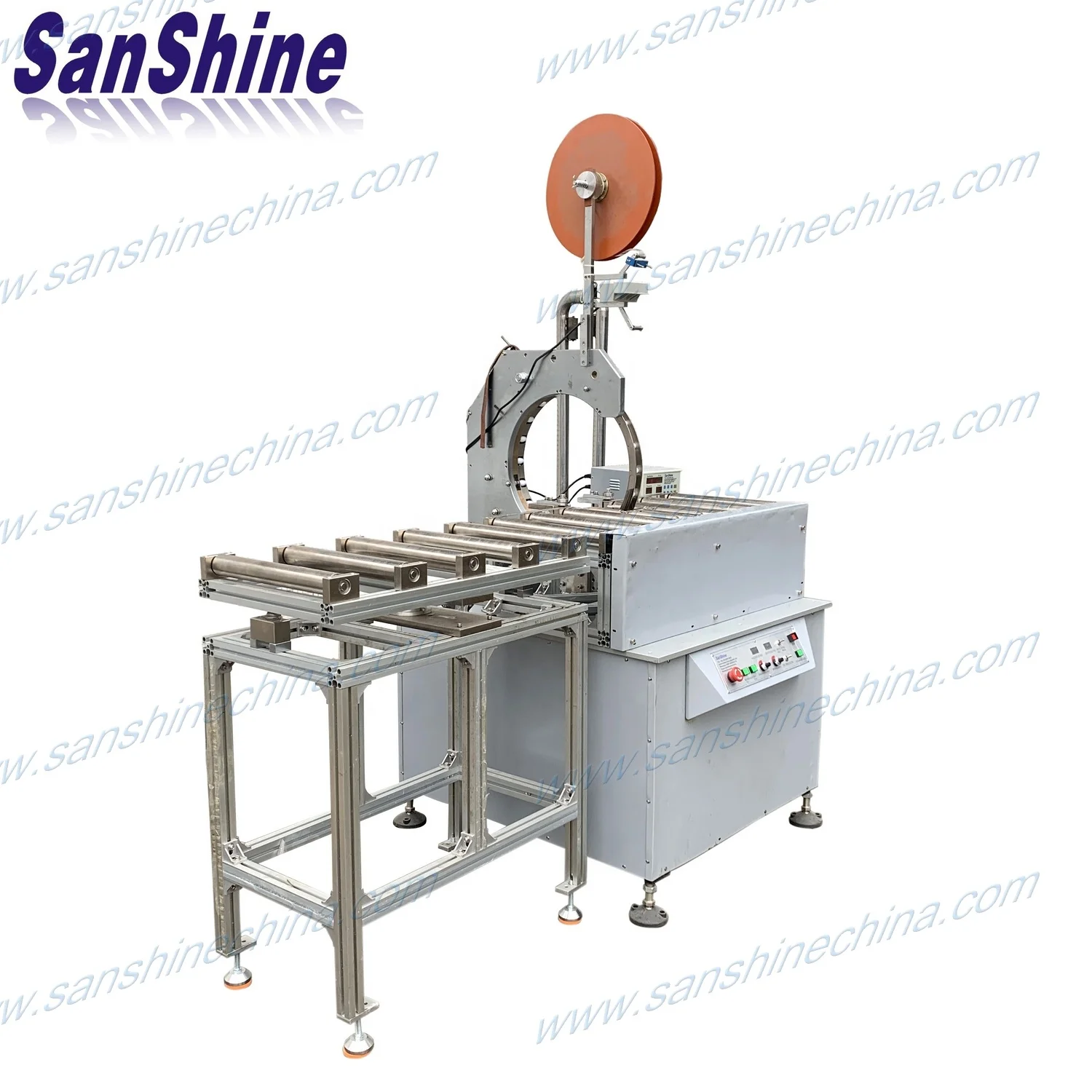 Automatic rectangular big reactor reactance transformer ferrite still amorphous core coil polyester film tape wrapping machine