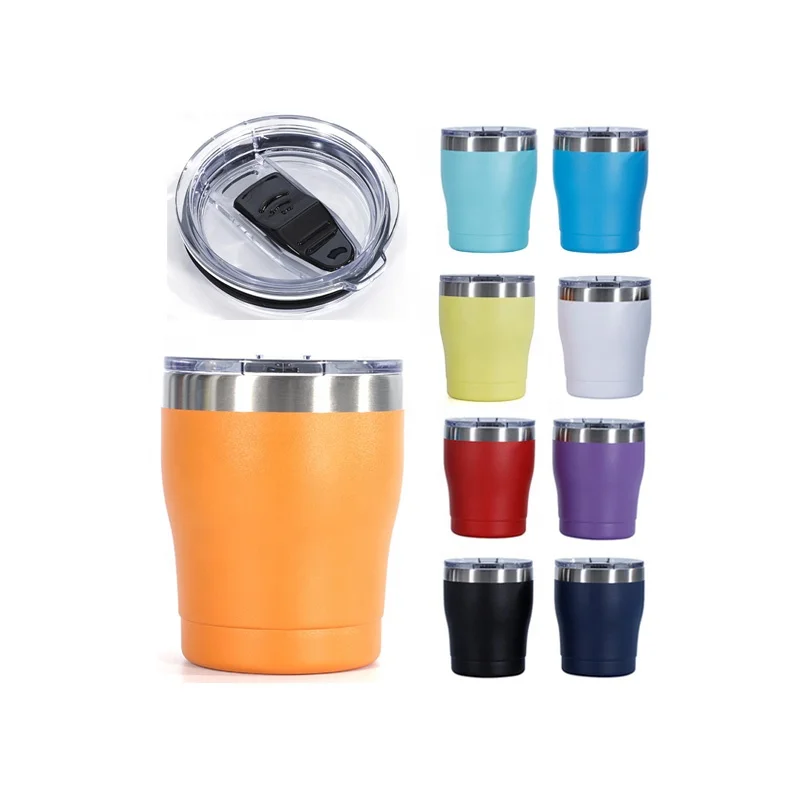 Colorful Powder Coated Regular Small Tumbler with Lid Double Wall car travel tumbler cup mugs for coffee