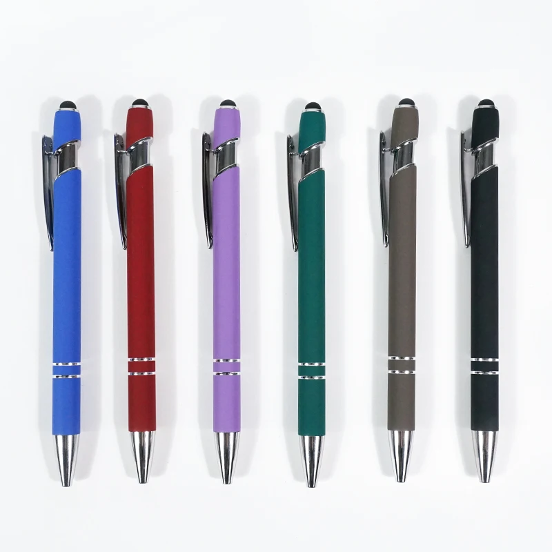 Tablet Mobile Phone Universal Capacitive Smart Soft Touch Screen Pen 2 In 1 Promotional Plastic Metal Custom Ballpoint Pen