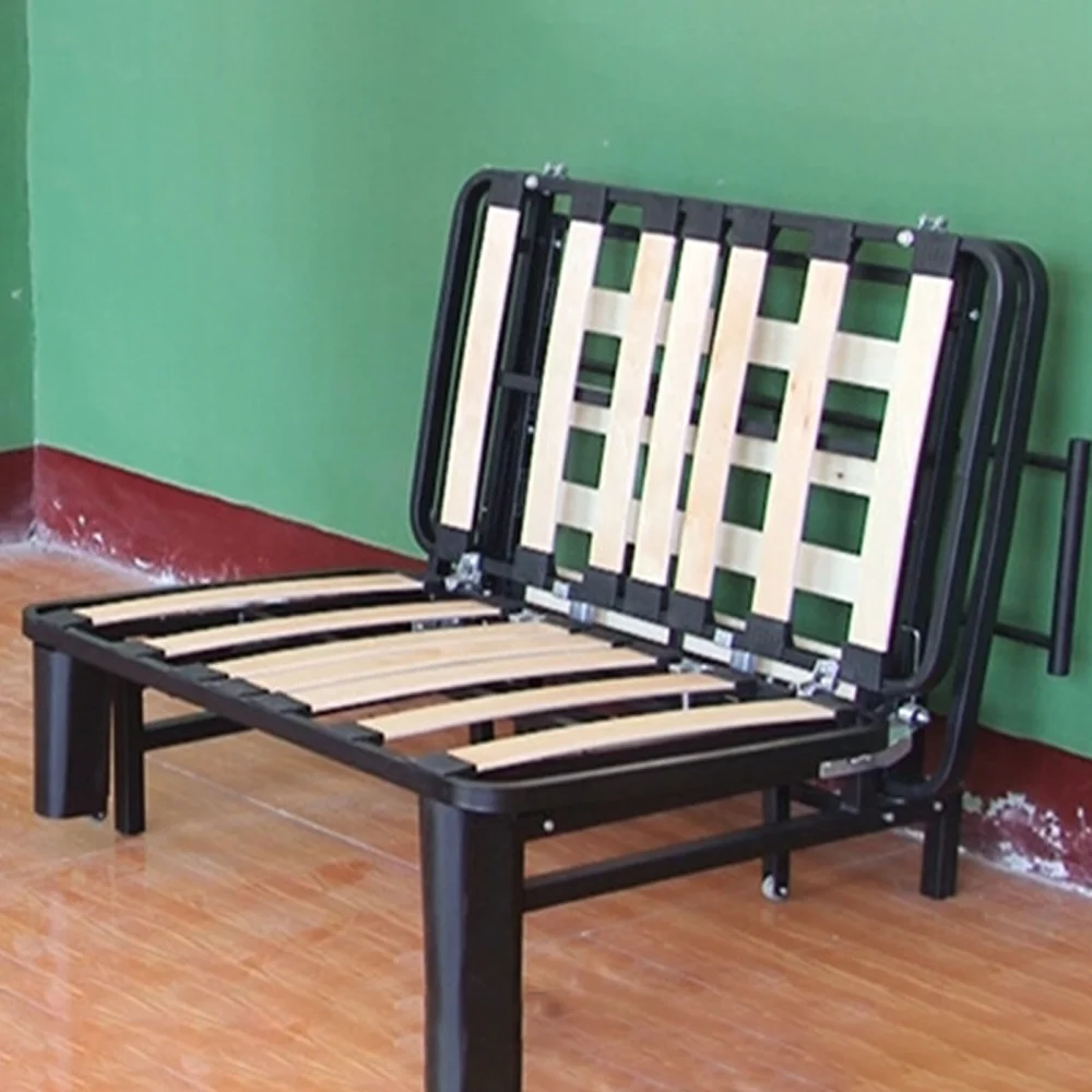 Cheap steel tube and slatted bed frame without mattress