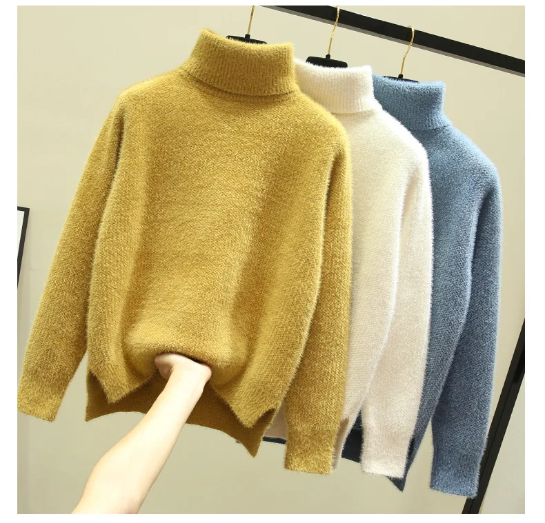 wholesale turn down collar winter thick chenille women pullover sweater